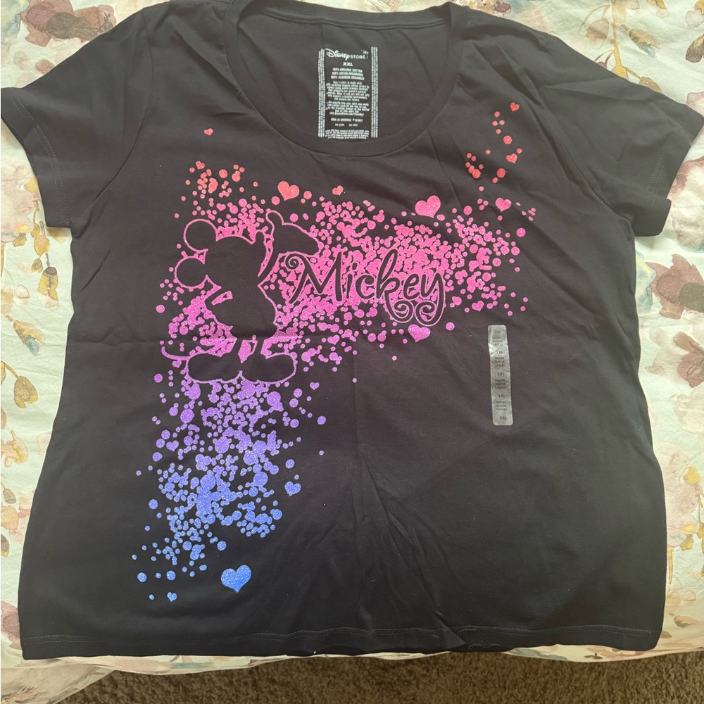 Mickey Mouse Black Tee with Pink and Blue Accents Women’s Plus Size